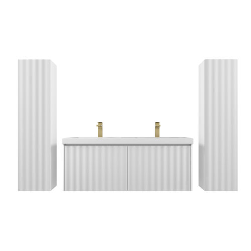 Ebern Designs Nekishia 48'' Wall Mounted Double Bathroom Vanity with